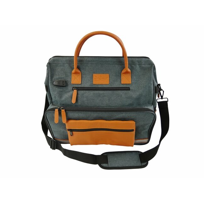 Large medical transport bag De Boissy Etretat gray and brown leather